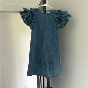 Denim Ruffle Sleeve Kids Dress